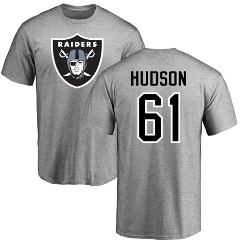 Men Oakland Raiders Ash Rodney Hudson Name and Number Logo NFL Football #61 T Shirt->nfl t-shirts->Sports Accessory
